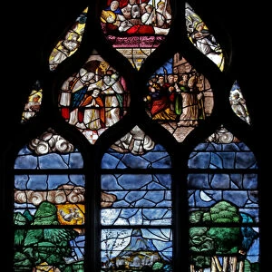 Window w20 depicting the comversion of St Hubert (stained glass)