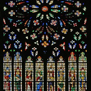 Window w237, the west rose window, depicting the Lamb of the Apocalypse (C20