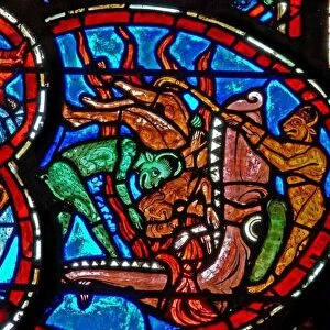 Window w4 depicting the Last Judgement: the Mouth of Hell receives the damned