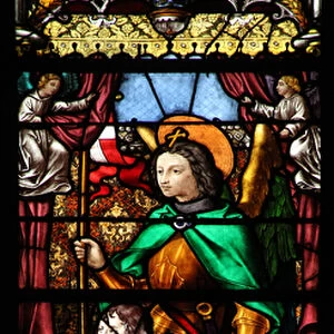 Window w6 depicting St Michael and a donor (stained glass)