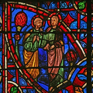 Window w7 depicting St Peter with Christ (stained glass)