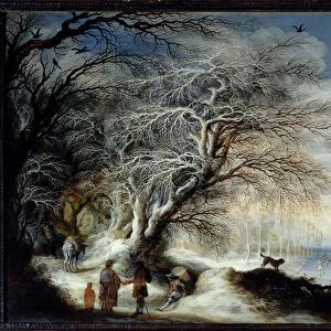 Winter landscape. Painting by Gysbrecht Lytens (1586-1656) Ec. Hol. 1630. Oil on wood