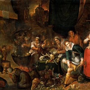 The Witches Kitchen - Frans Francken, the Younger (1581-1642). Oil on wood, c. 1610