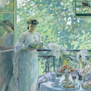 Woman on a Balcony (oil on canvas)