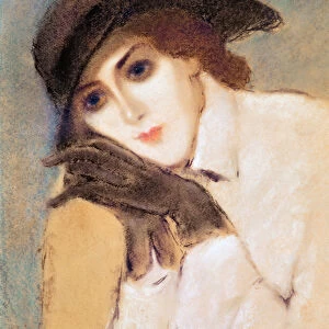 Woman in Black Gloves (Portrait of Zorka Banyai) (pastel)