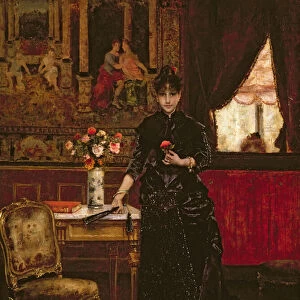 Woman with a carnation (oil on canvas)