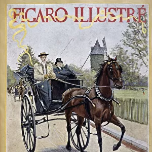 Woman driving a carriage with man sitting next door - cover in "