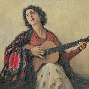 Woman with Guitar (oil on canvas)