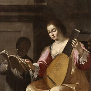 Woman Playing a Lute, 1638 (oil on canvas)