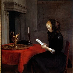 Woman reading a letter. Painting by the Dutch Gerard Ter Borch (1617-1681), 17th century