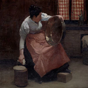 Woman Scouring (oil on canvas)