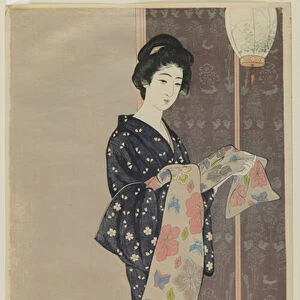 Woman in a Summer Kimono (Kaso no musume) Taisho era, August 1920 (colour woodblock print