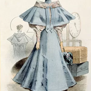 Woman in travel dress, from Le Coquet, 1895 (coloured engraving)