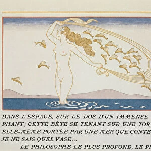 Woman wading through water, illustration from Les Mythes by Paul Valery (1871-1945) published 1923 (pochoir print)