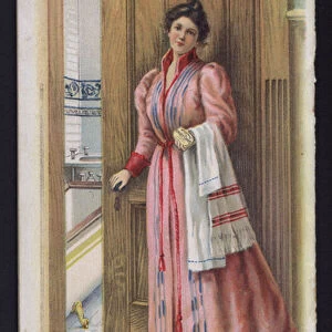 Woman with Williams Jersey Cream soap, advertisement, late 19th or early 20th century (chromolitho)