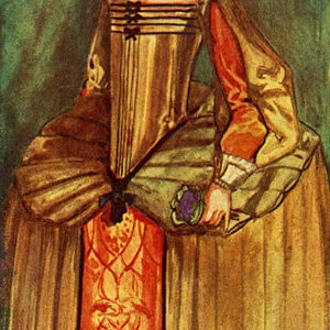 Womans costume in reign of Elizabeth I (1558-1603)