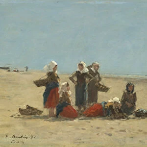 Women on the Beach at Berck, 1881 (oil on wood)