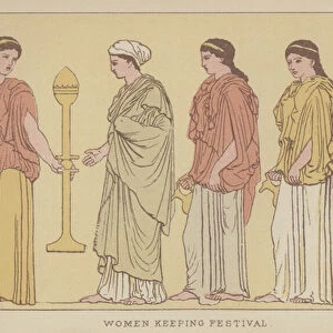 Women keeping Festival (colour litho)