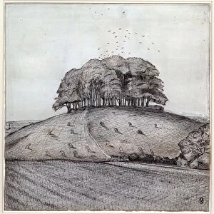 The Wood on the Hill, 1912 (ink, chalk & w / c on paper)