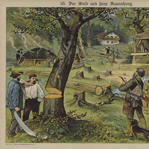 Wood workers (colour litho)