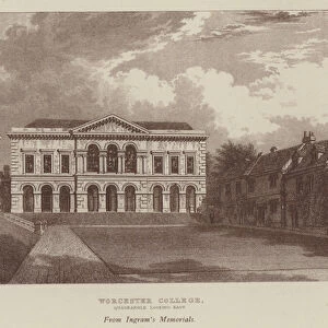 Worcester College, Quadrangle looking east (engraving)