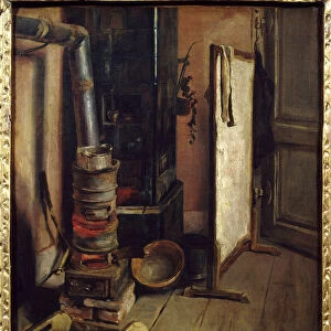 Workshop corner, the painting stove by Eugene Delacroix (1798-1863). 19th century Sun. 0