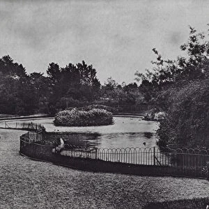 Worthing: The Lake in the Park (b / w photo)