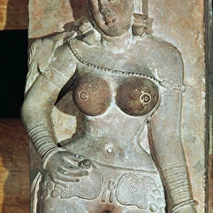 Yakshini, from a Buddhist gate. Mathura, Utter Pradesh, Kusana Period (30-241 AD) (stone)