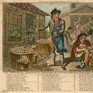 The Yorkshire Irishman; or, Adventures of a Potatoe Merchant, written by G Nicks, sung by Mr Emery (coloured engraving)
