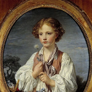 Young boy in the basket of flowers by Jean Baptiste Greuze (1725-1805) 1761