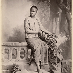 Young Burmese girl, c. 1880 (albumen print from a glass negative) (b / w photo)