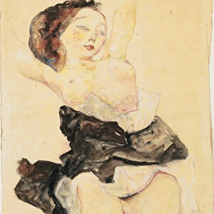Young girl reclining, half nude, 1912 (w / c & gouache over pencil on paper)