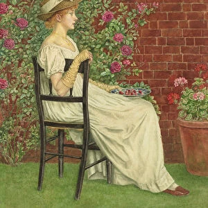 A Young Girl Seated in a Chair, a Bowl of Cherries in her Hand