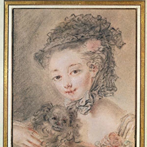 Young Girl with a Small Dog (charcoal & red chalk on paper)