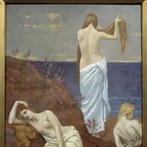 Young Girls on the Seaside Painting by Pierre Puvis de Chavannes (1824-1898