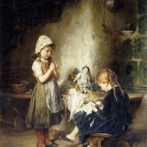 The Young Seamstresses (oil on canvas)