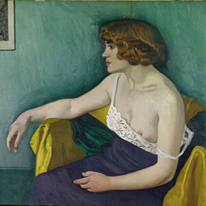 Young woman seated in profile, 1914 (oil on canvas)