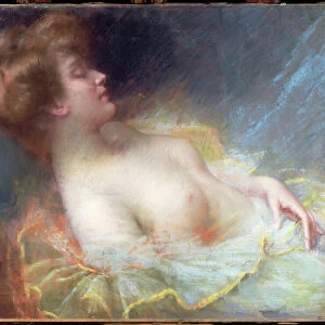 Young woman sleeping (pastel)