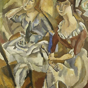 Young Women at a Table; Jeunes Filles Attablees (Recto), c. 1915-1919 (oil on canvas)