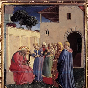 Zechariah gives the name of Saint John the Baptist to his son, (Tempera on wood) 1430