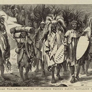 The Zulu War, Swazi Kaffirs of Captain Whites Native Battalion on the March (engraving)