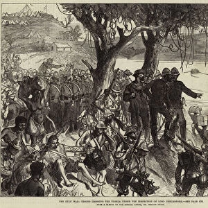 The Zulu War, Troops crossing the Tugela under the Inspection of Lord Chelmsford (engraving)