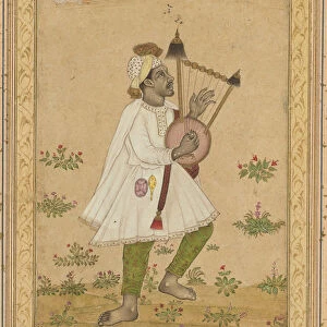 African Lyre Player recto Calligraphy verso 1640-1660