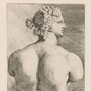 Copy of the classical sculpture of Venus de Medici, seen from the back, head to the right