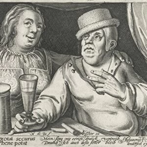 Drinking man and woman, Nicolaes de Bruyn, Claes Jansz