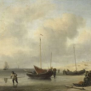 Fishing Boats on Shore, The Shore, Unloading a Fishing Smack, Willem van de Velde