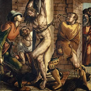 Flagellation Christ mixed media canvas 138 x 115 cm