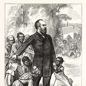 THE FRIEND OF THE FREEDMEN, general Garfield, engraving 1880, US, USA, America, James