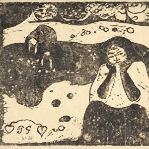 Human Misery 1898-99 woodcut transparent laid tissue paper