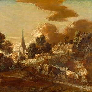 An Imaginary Wooded Village with Drovers and Cattle, Thomas Gainsborough, 1727-1788